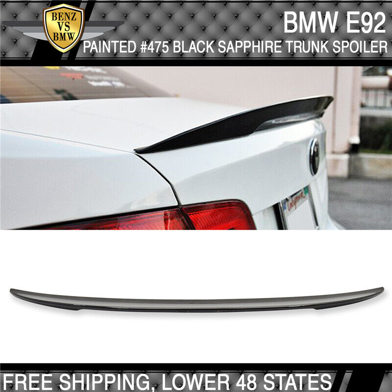 High Kick Trunk Spoiler 07-13 BMW E92 P Sty #475 Black Sapphire Metallic Painted