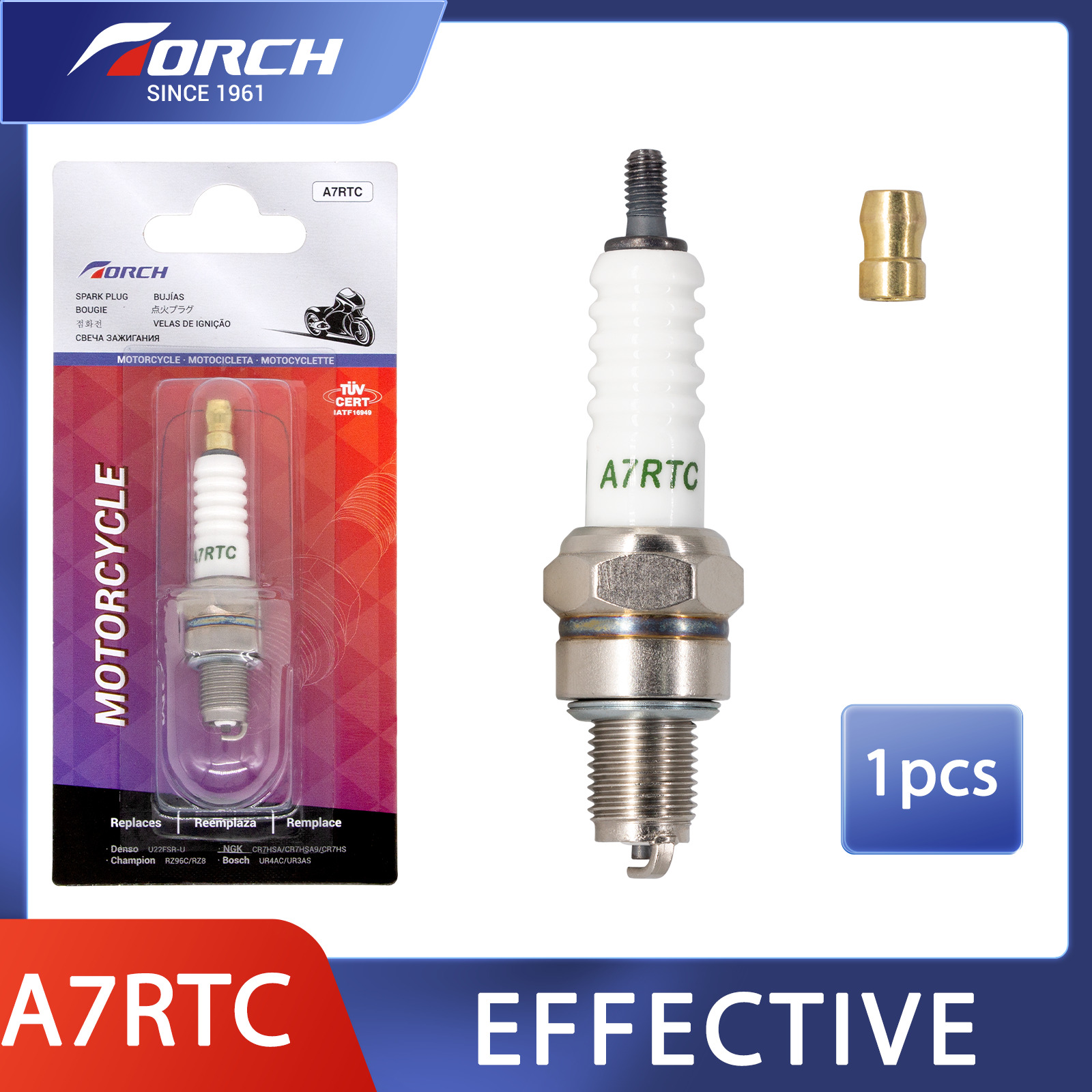 TORCH A7RTC Screw Terminal Spark Plug Replacement for NGK CR7HSA for Bosch UR3AS
