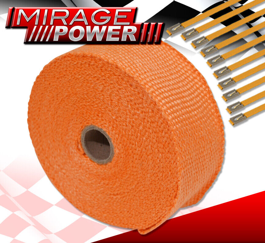 10M Header Intake Manifold Pipe Thermal Heat Wrap Protection Orange