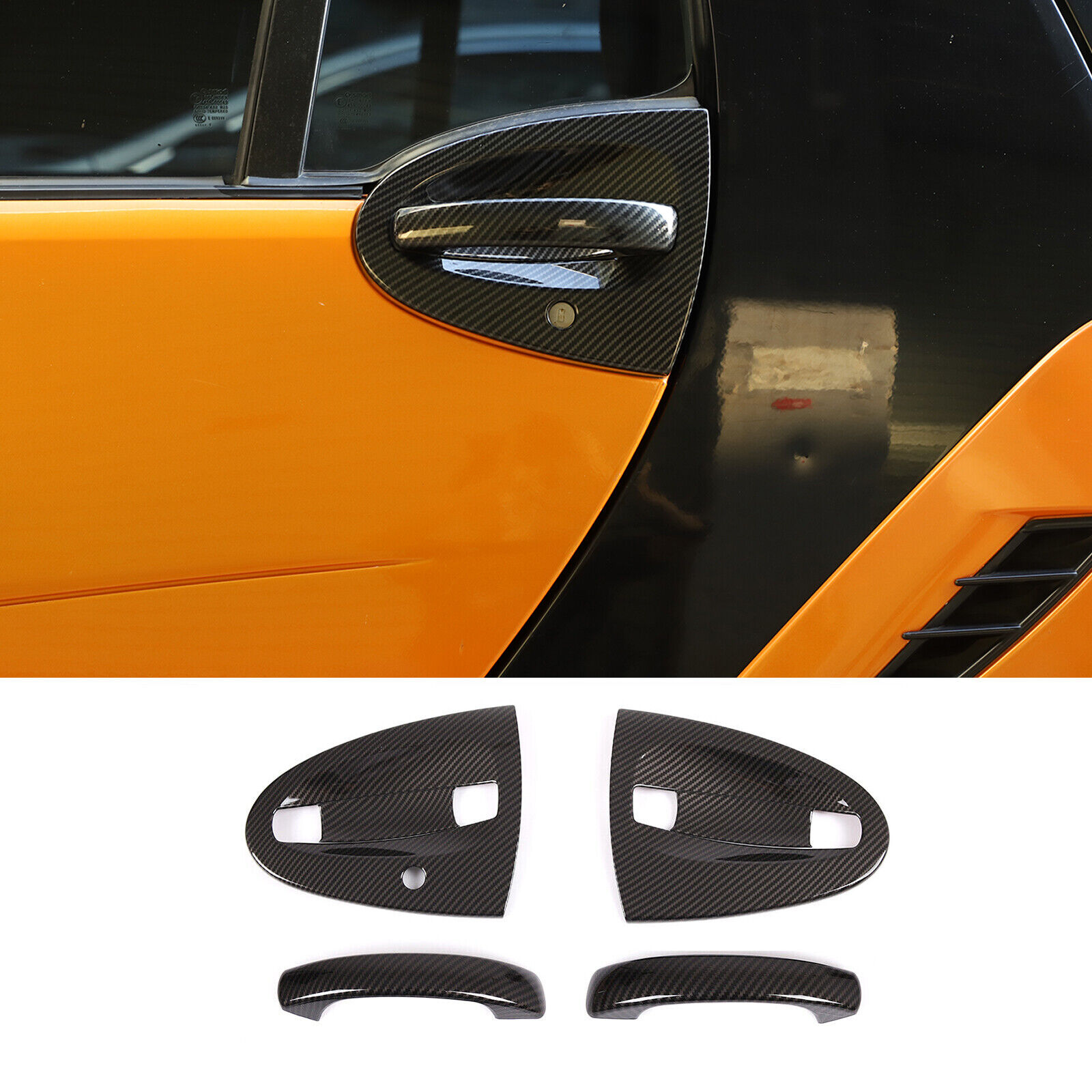 ABS Carbon Fiber Door Handle Overlay Trim Set Fits Smart Fortwo 451 2009-2015