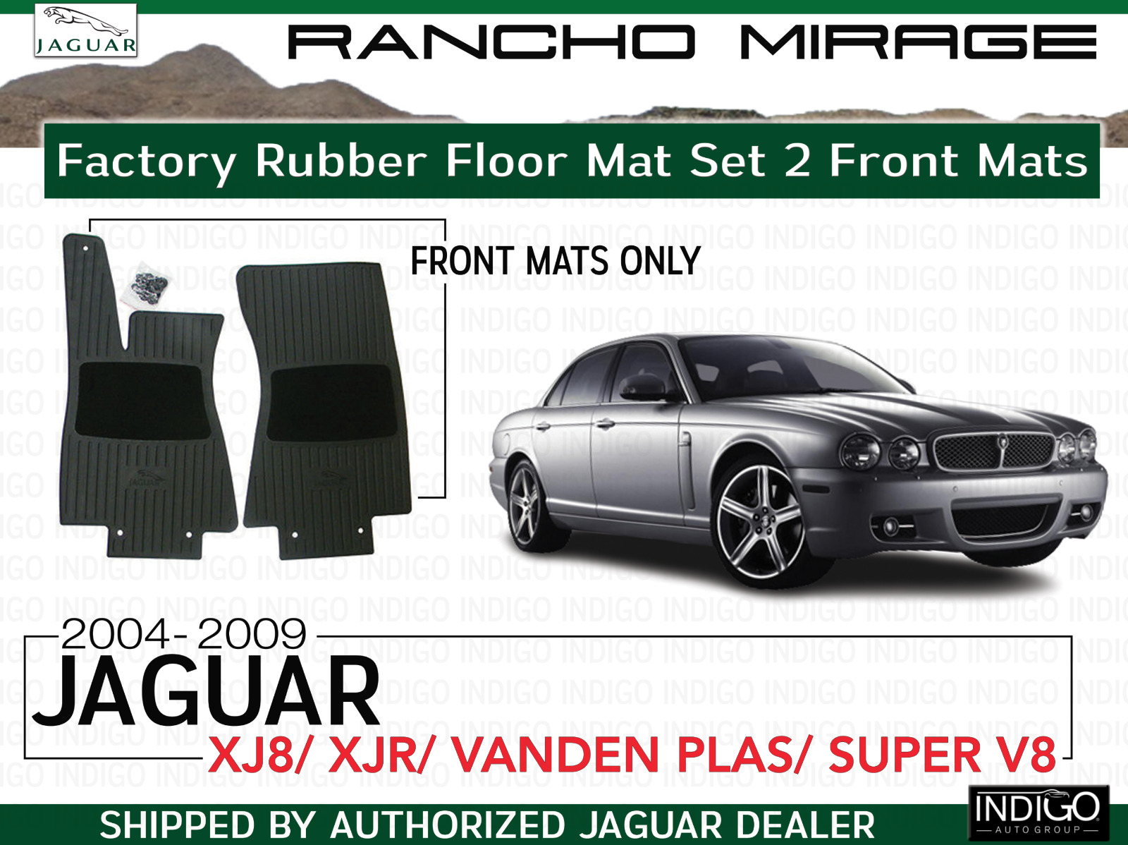 Jaguar OEM XJ8 XJR VDP Factory Rubber Floor Mat Set 2 Front Mats 04-09 C2C7368