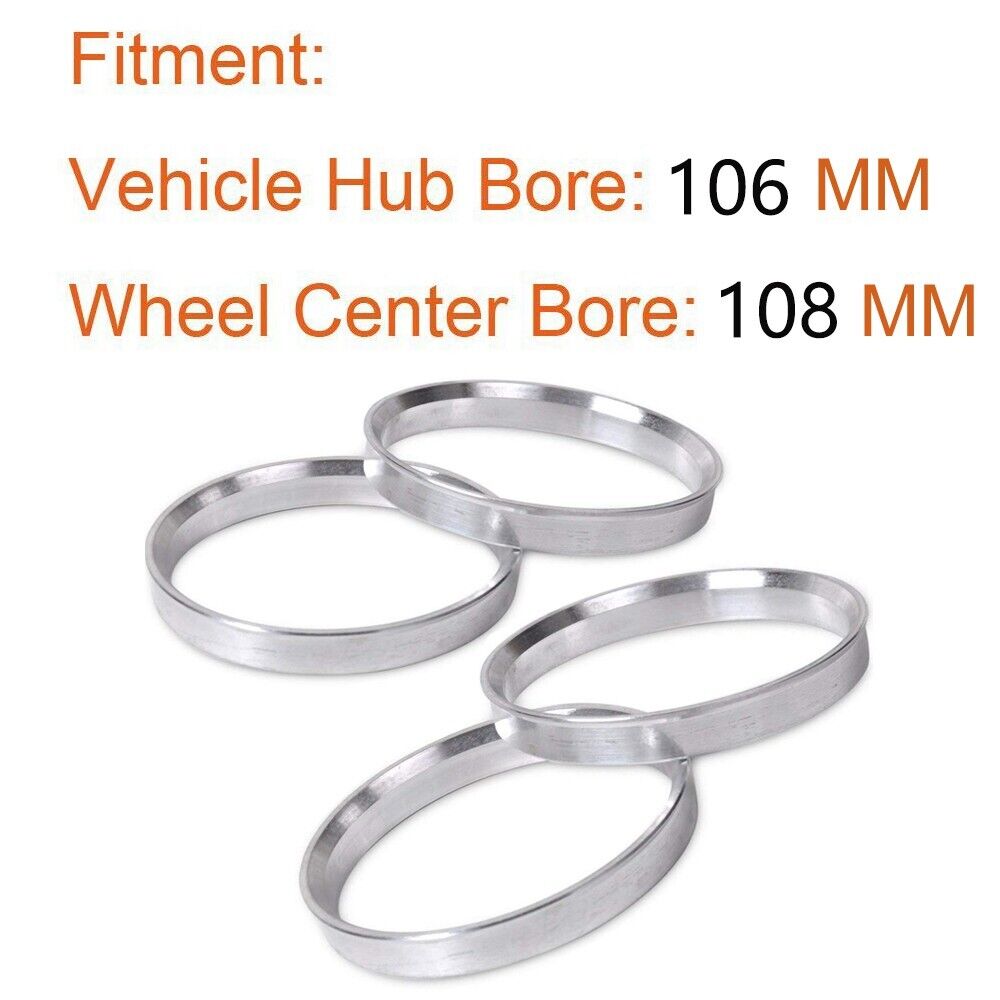 4pc 108 to 106 Aluminium Wheel Hub Centric Rings OD 108mm ID 106mm Hubrings