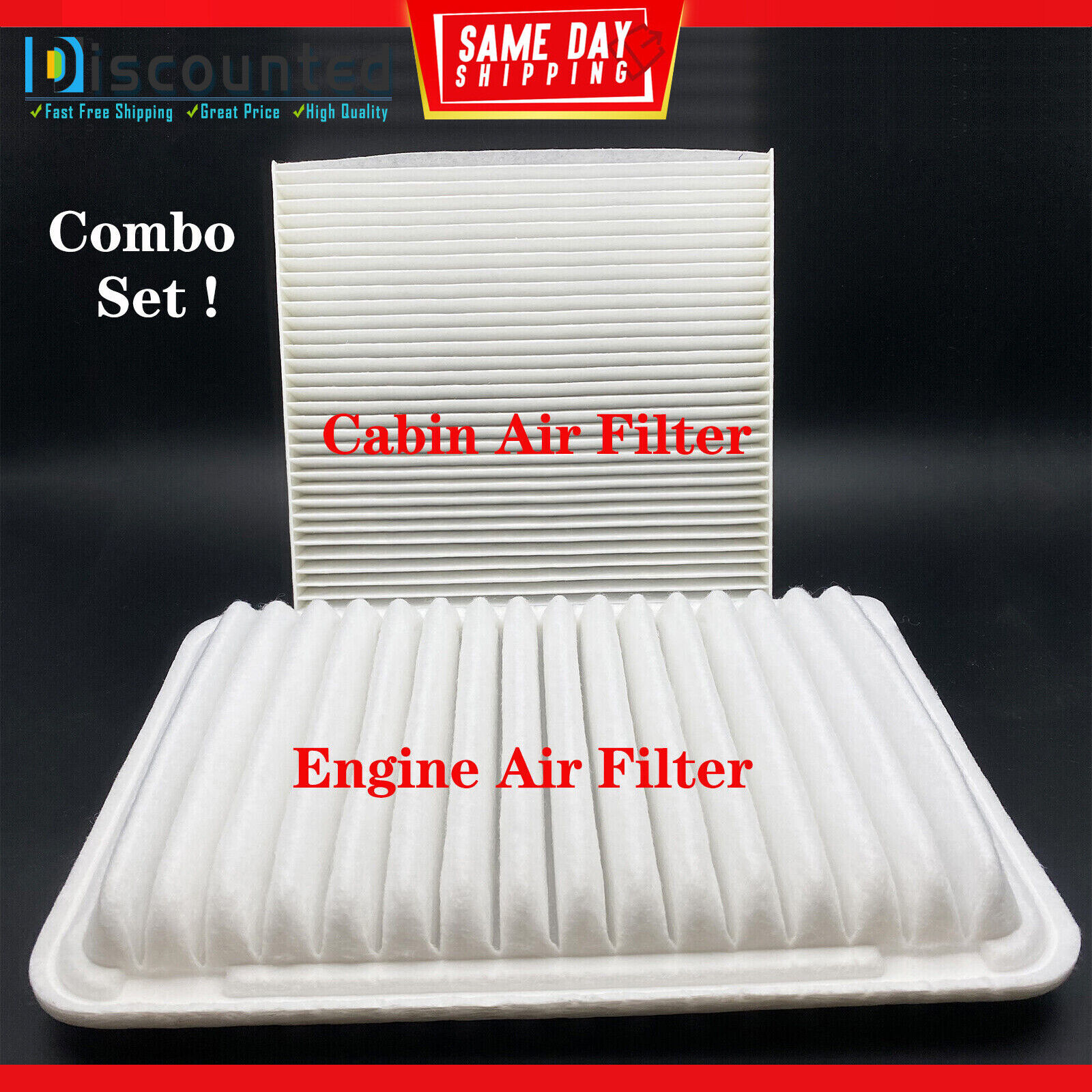 NEW Cabin & Engine Air Filter Combo Set For 2009-2018 Toyota Corolla 1.8L 2.4L