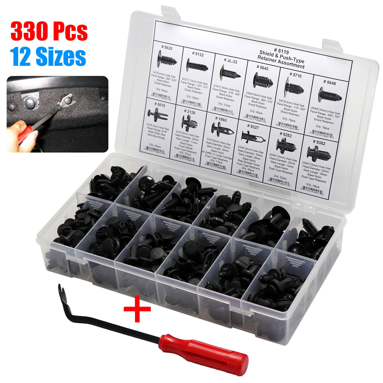 330 Clips Automotive Push Pins Retainer Assortment Fits For GM Ford Toyota Honda