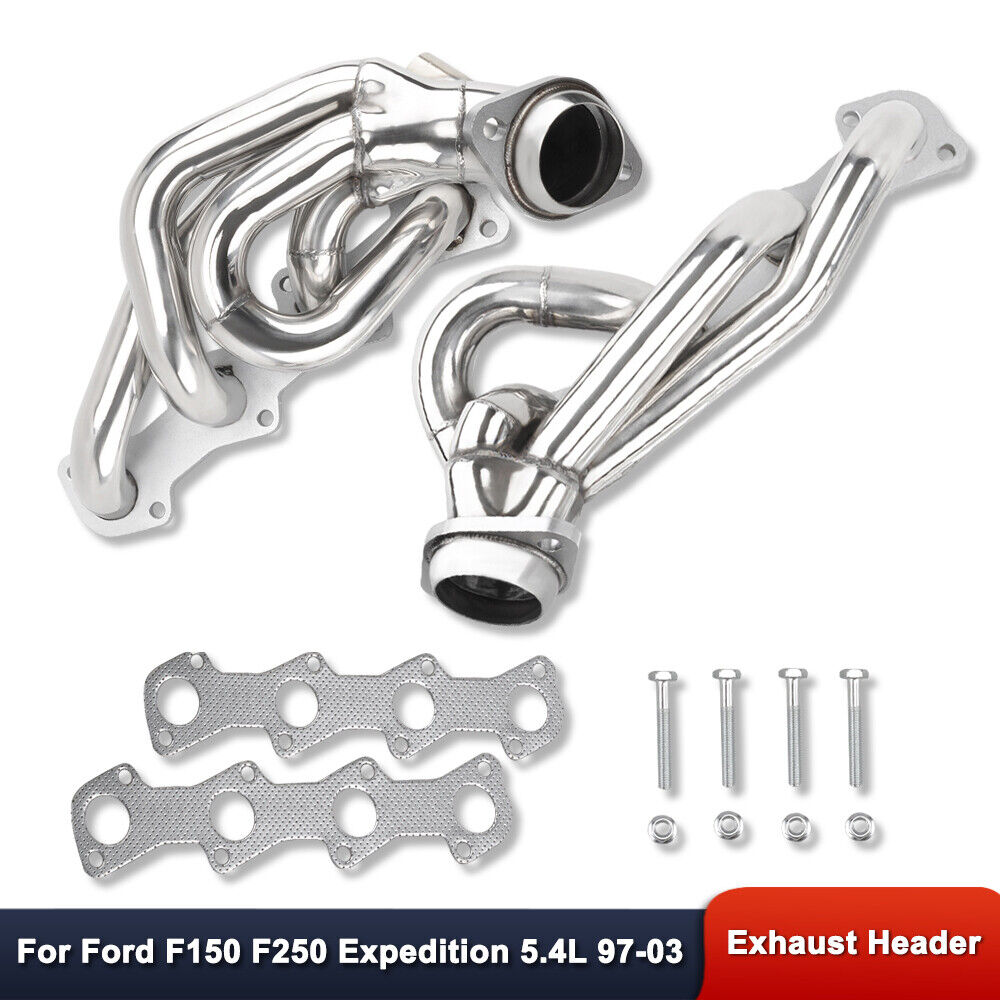 For Ford F150 F250 Expedition 5.4L 97-03 Polished Stainless Steel Exhaust Header