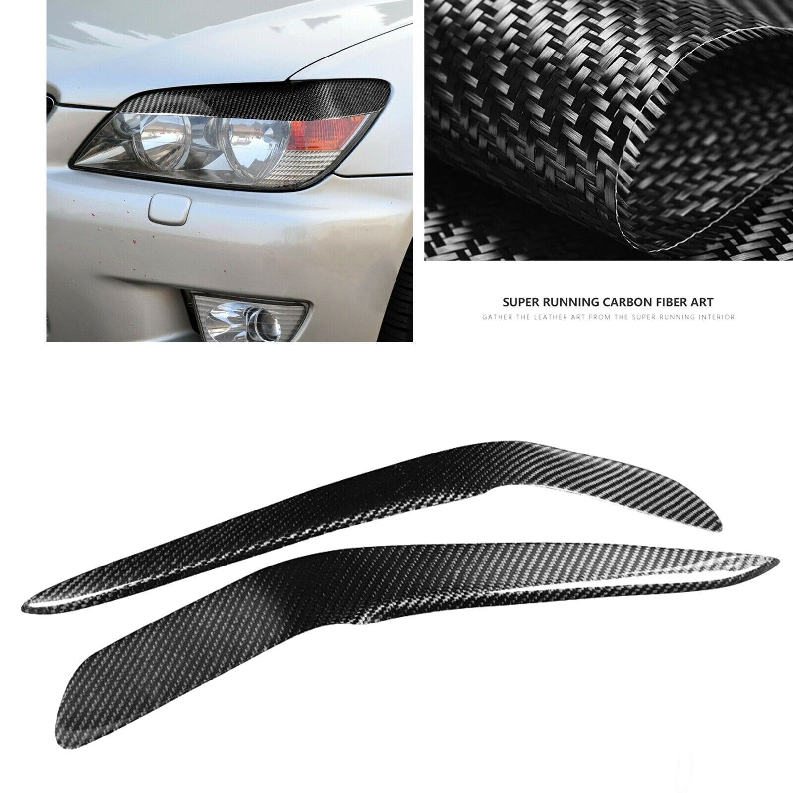 For Lexus IS200 IS300 1998-2005 Headlights Eyelids Eyebrows Cover Carbon Fiber