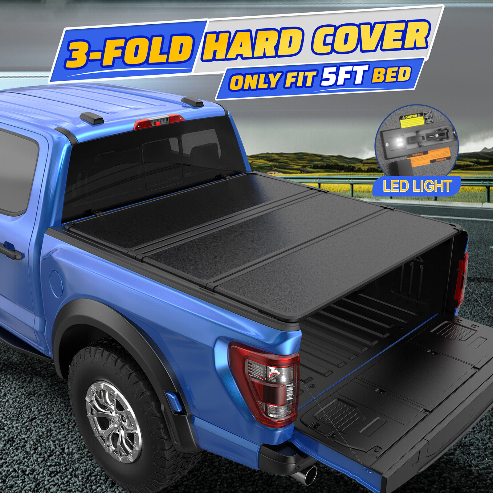 5FT TRI-FOLD Hard Solid Tonneau Cover For 2005-2023 Nissan Frontier Short Bed