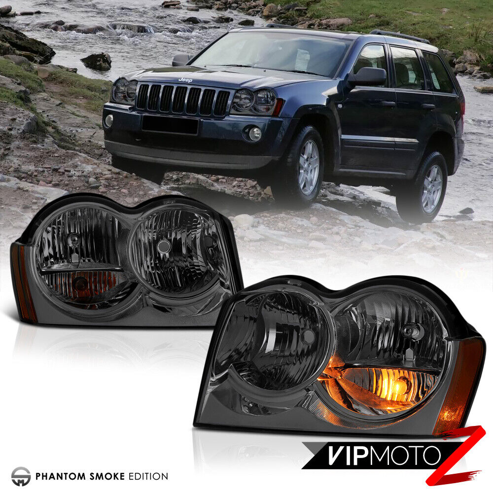 [SMOKE] For 2005-2007 Jeep Grand Cherokee WK Tinited Front Headlights Assembly