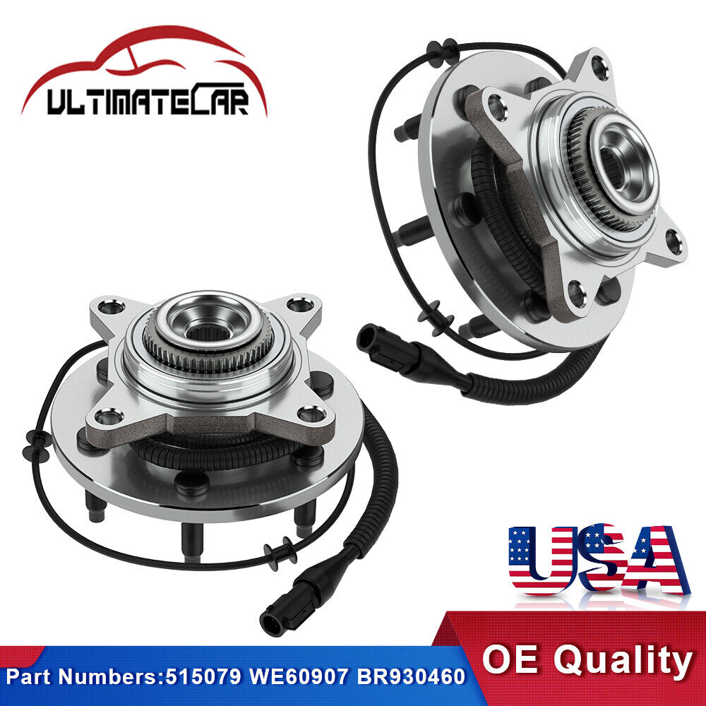 Pair Front Wheel Bearing & Hub Assembly For Ford F150 Lincoln Mark LT w/ABS 4x4