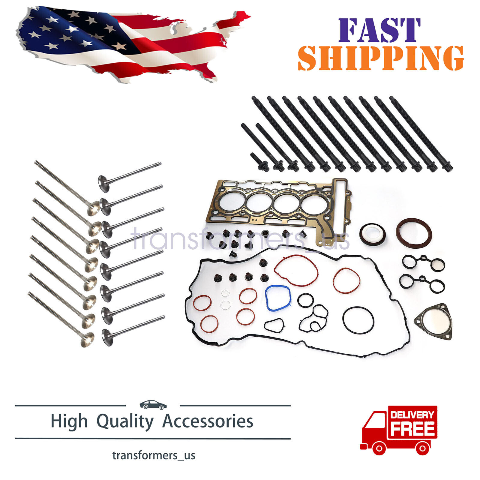 Head Gasket&1.20mm Bolts&Intake Exhaust Valves For 09-15 Mini Cooper R56 1.6L