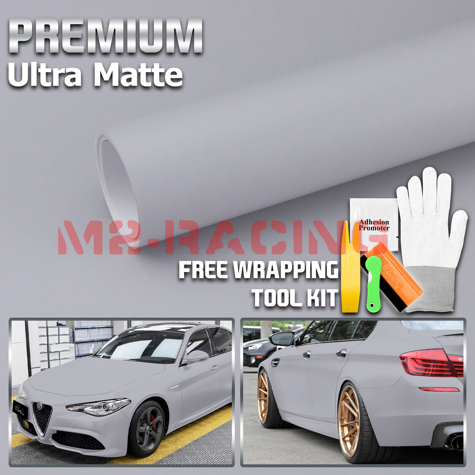 Premium Ultra Matte Flat Storm Gray Car Auto Vinyl Wrap Sticker Decal Sheet Film