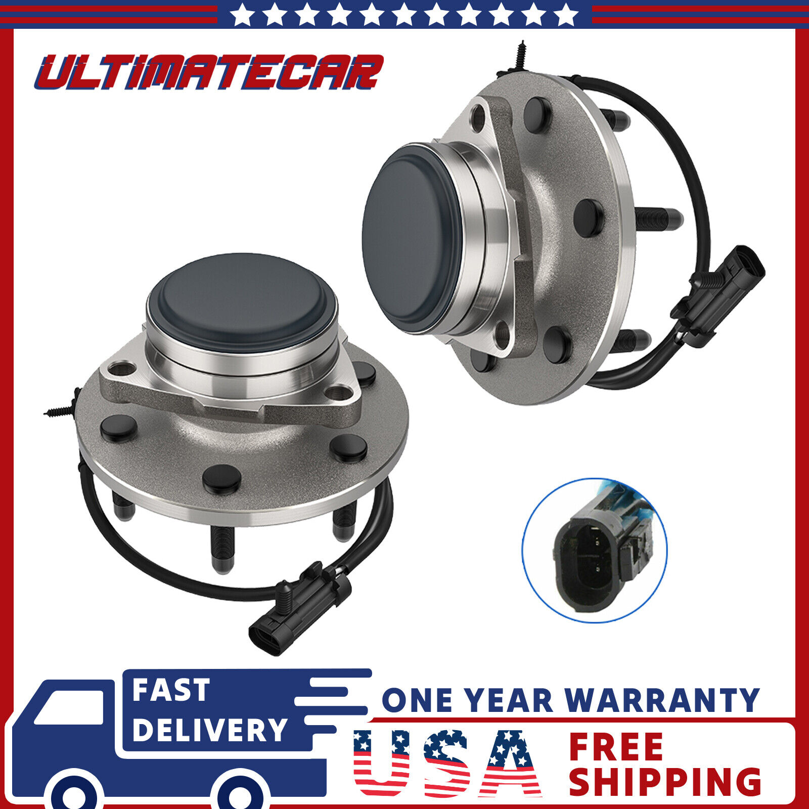 Front Pair (2) Wheel Hub Bearing Assembly For GMC Chevy Truck 2WD 515053  515071