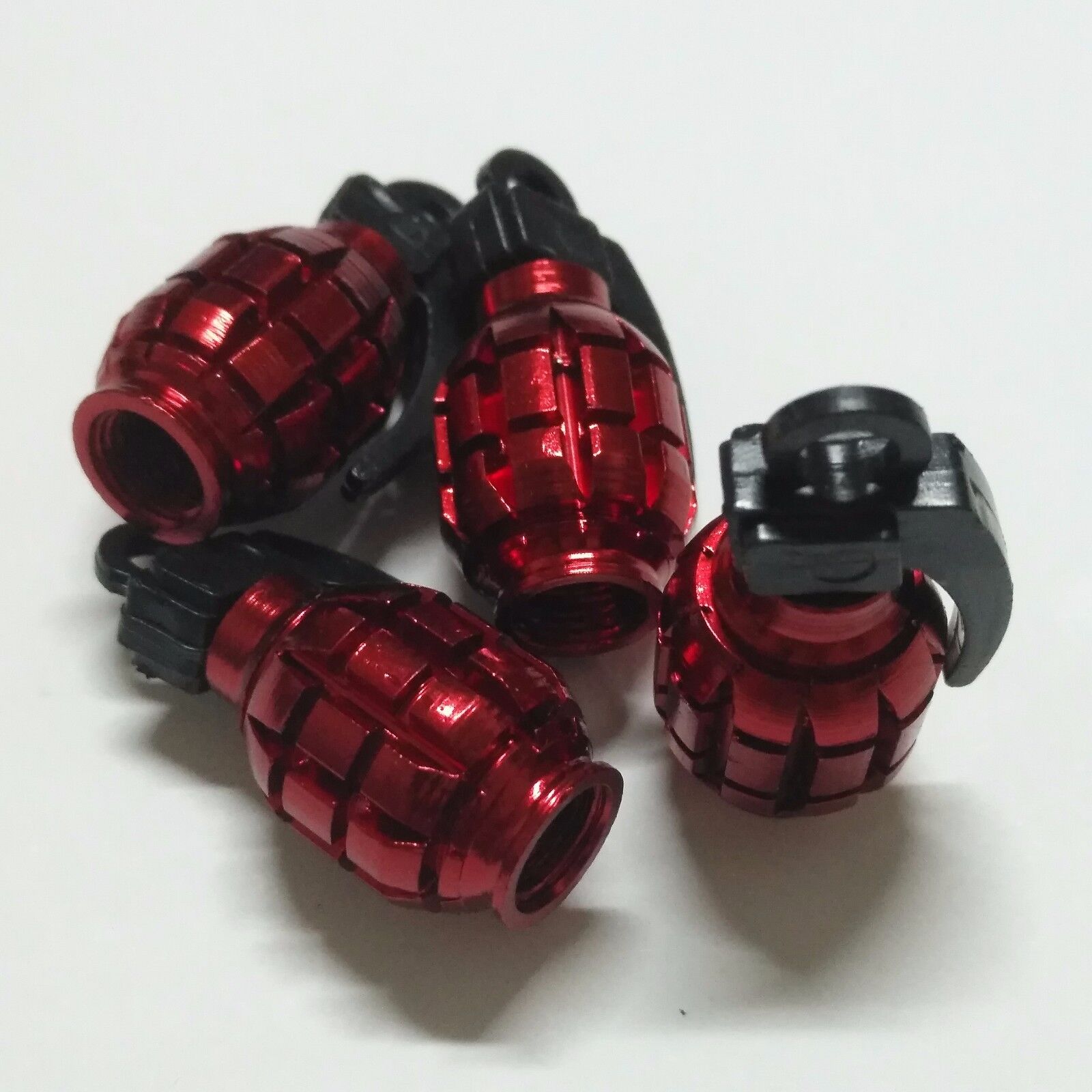 RED Bomb Exterior Grenade Wheel Tyre Tire Valve Stems Air Dust Cover Cap 4PCS