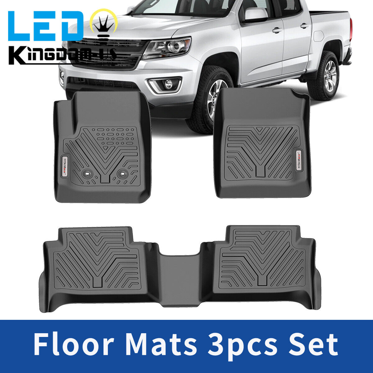 3D All Weather Floor Mats for 2015-2022 Chevrolet Colorado / GMC Canyon Crew Cab