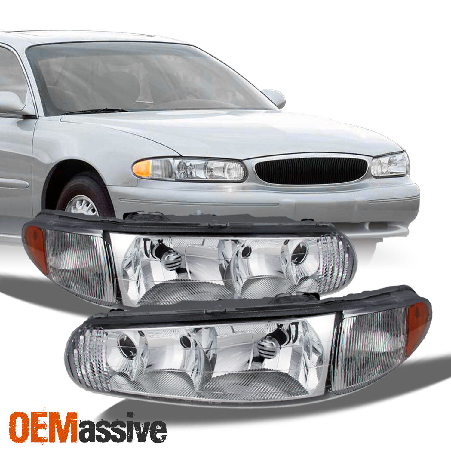 Fit 97-05 Buick Century/Regal Replacement Headlights Headlamps L+R 1997-2005