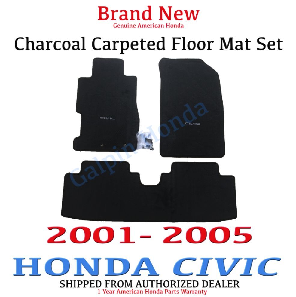 Genuine OEM Honda Civic 2dr / 4dr Black Carpet Floor Mats 01 - 05  08P15-S5P-111