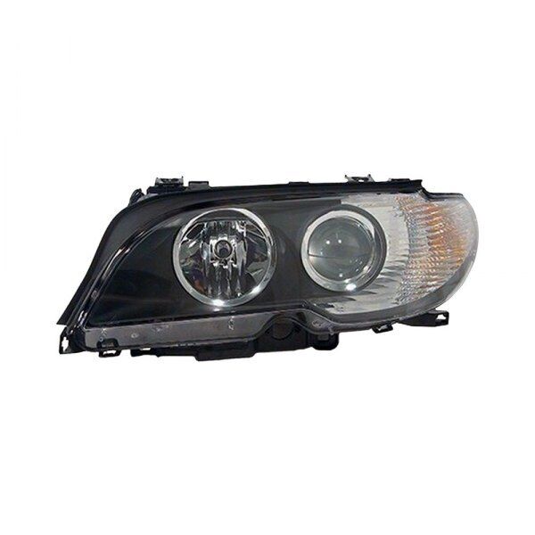 Headlight For 2003-06 BMW 330Ci Coupe Left Side Halogen Black Housing From 3-03