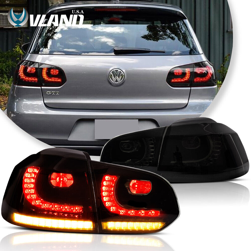 Smoked LED Tail Lights w/Sequential Turn For Volkswagen Golf 6 MK6 GTI R 2010-14