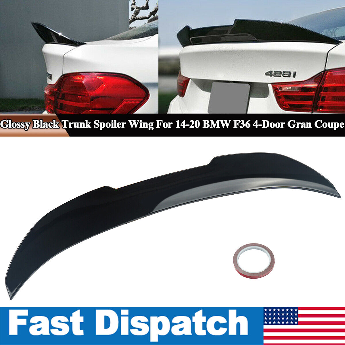 FOR 14-20 BMW F36 4 SERIES 428i 430i 440i GRAN COUPE 4DR PSM STYLE TRUNK SPOILER