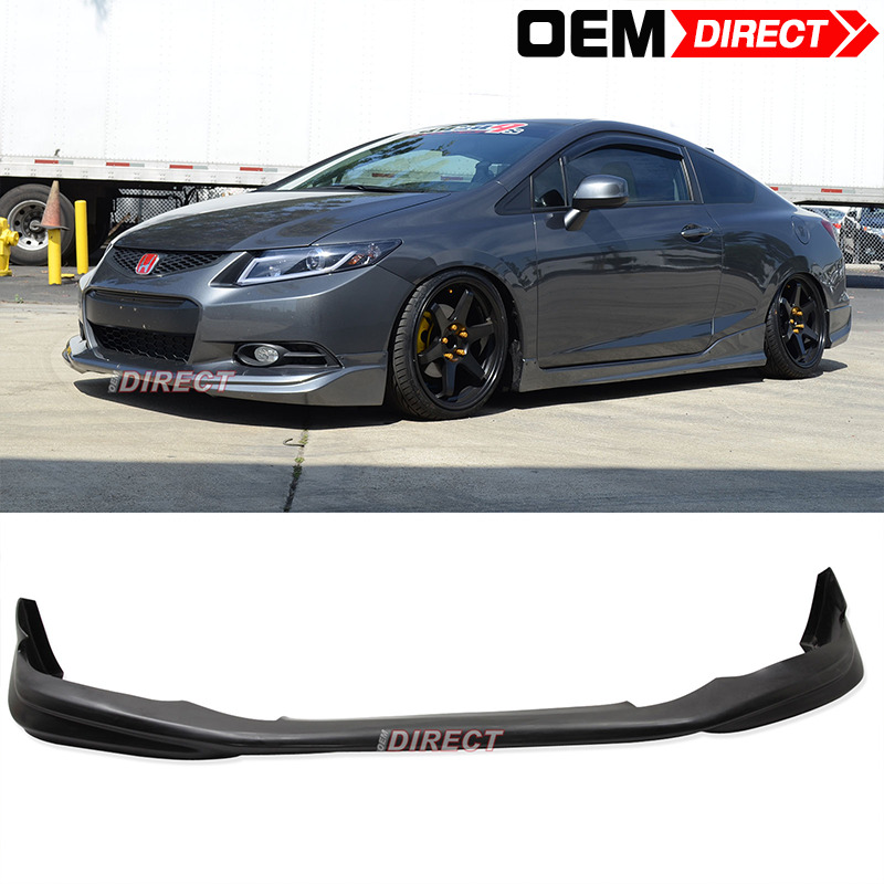 Fits 12-13 Honda Civic Coupe MD Style Unpainted Front Bumper Lip Spoiler PU