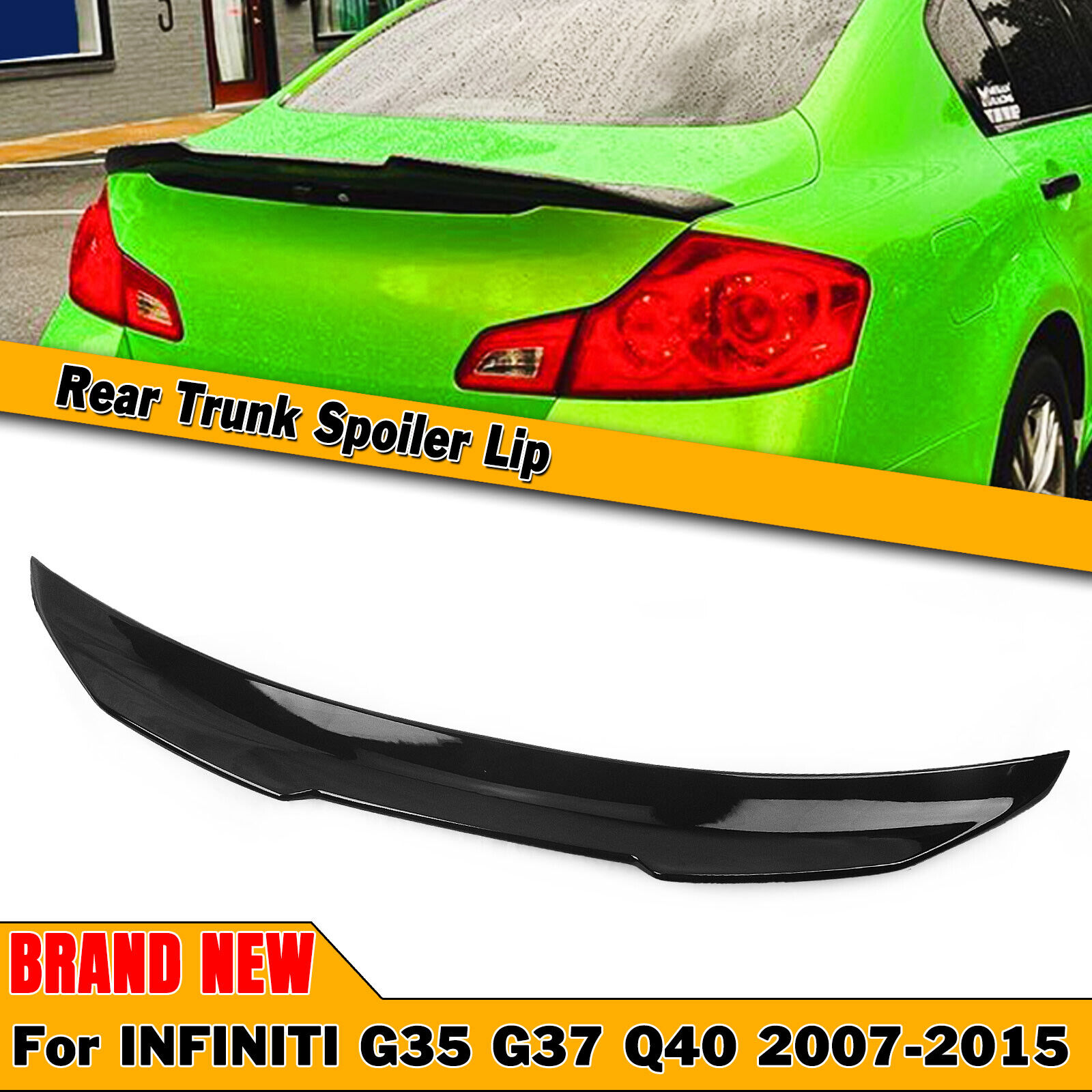 For Infiniti G37 2007-2015 4 Door Sedan PSM Rear Trunk Spoiler Wing Lip Black
