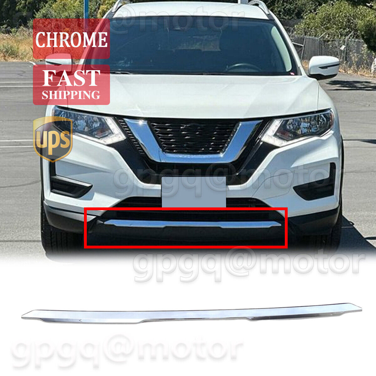 Fit For Nissan Rogue 2017 2018 2019 2020 Front Bumper Chrome Trim Lower Moulding