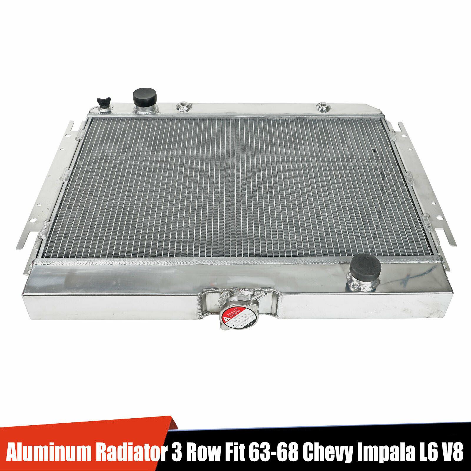 Racing 3 Row Aluminum Radiator For 1963-68 Chevy Impala L6 V8 /1964-67 EI Camino
