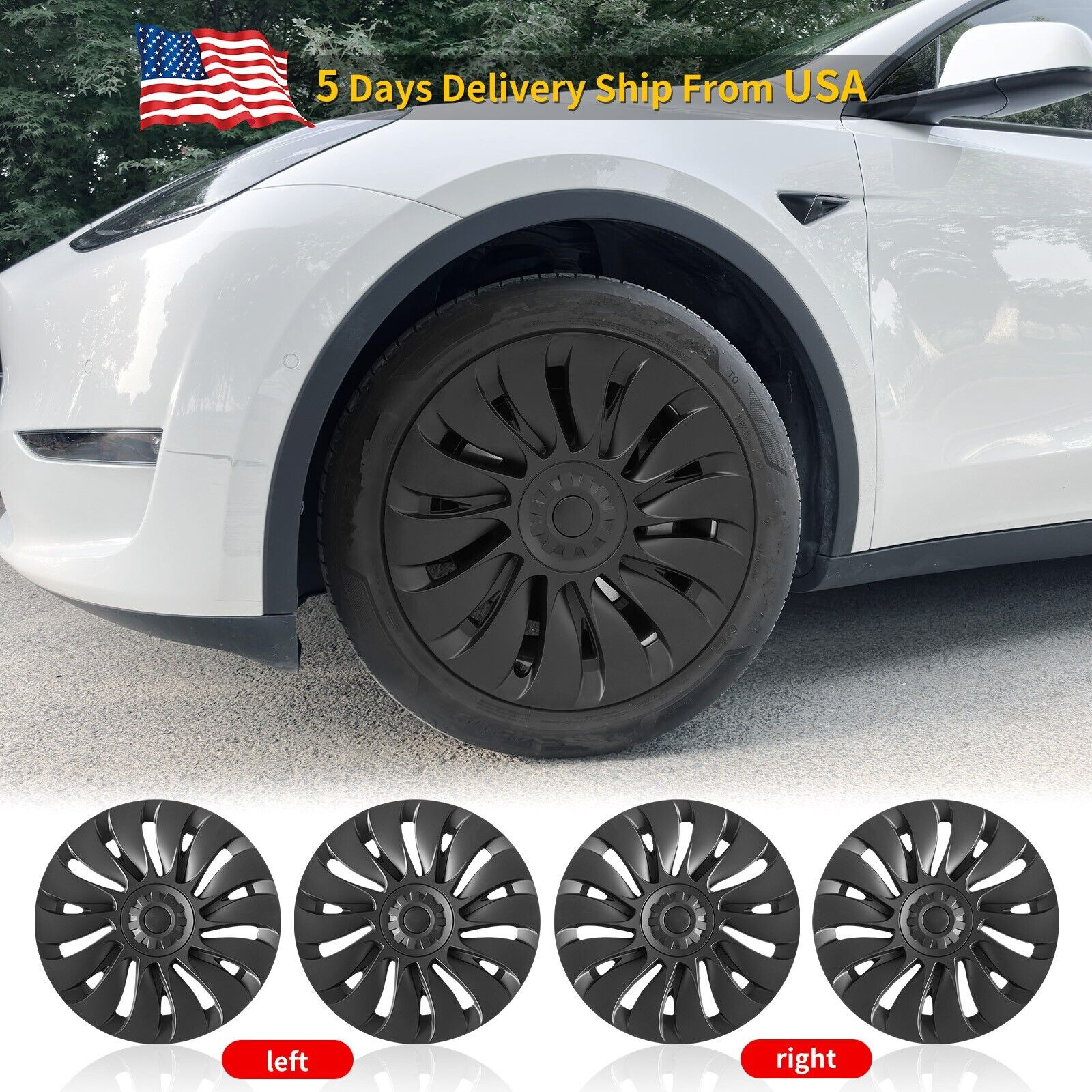 Hubcaps for Tesla Model Y Storm Wheel Rim Cover 4x 19inch Full Cover Hubcaps
