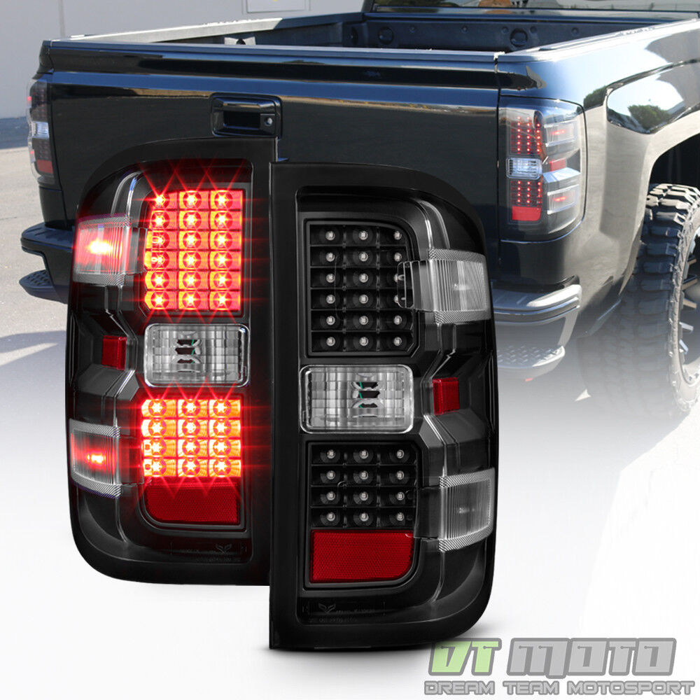 Black 2014-2018 Chevy Silverado 1500 2500 HD 3500 HD LED Tail Lights Brake Lamps