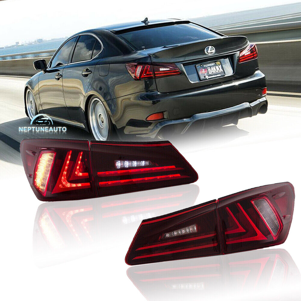 Set Red Clear LED Tail Lights Rear Lamps For 2006-12 Lexus IS350 IS250 Light Bar