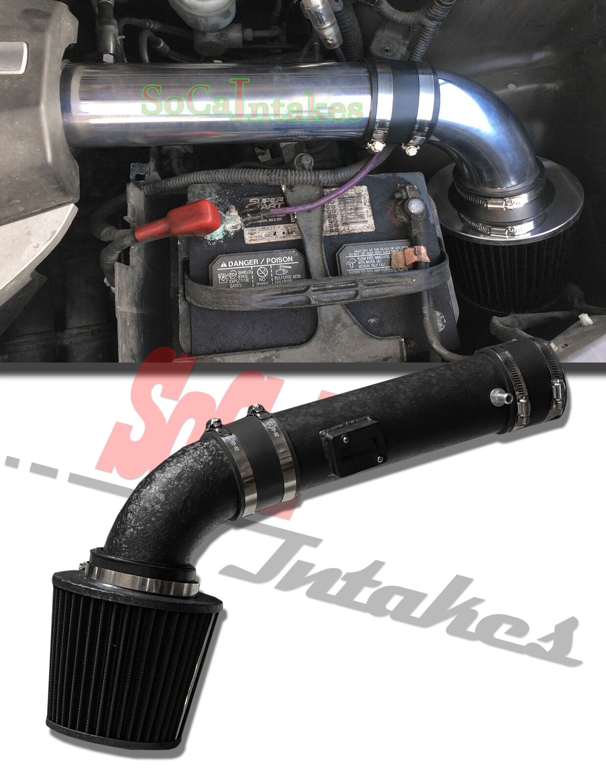 COATED BLACK Air Intake System Kit & Filter For 2007-2013 Honda Odyssey 3.5L V6
