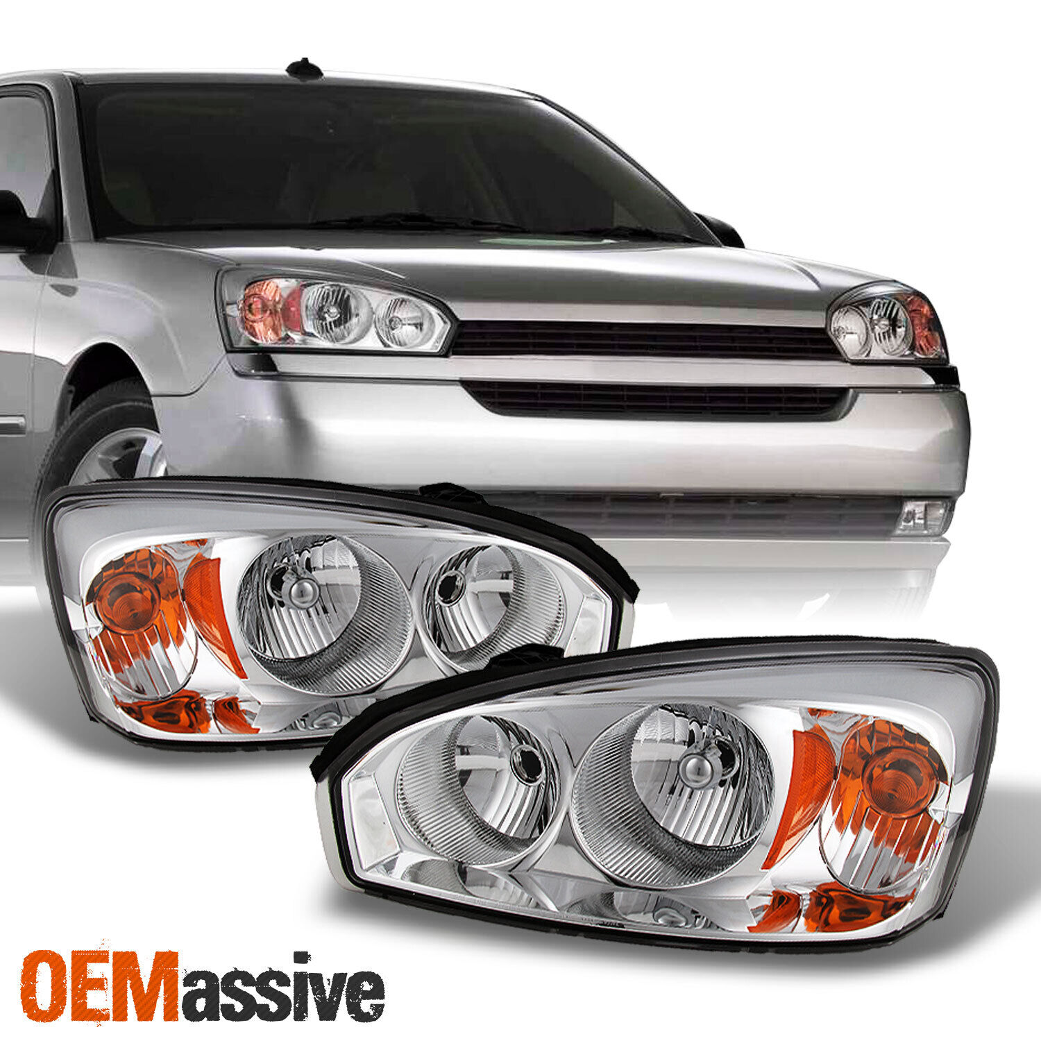 Fits 04-08 Chevy Malibu Headlights Lights Lamps Replacement Pair Set 2004-2008