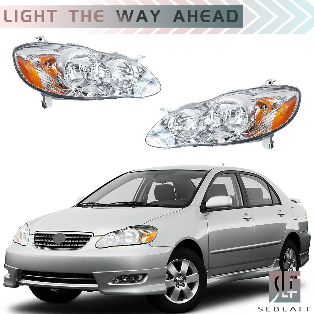 Headlight Headlamp Left+Right For 2003-2008 Toyota Corolla Halogen Type 81150022