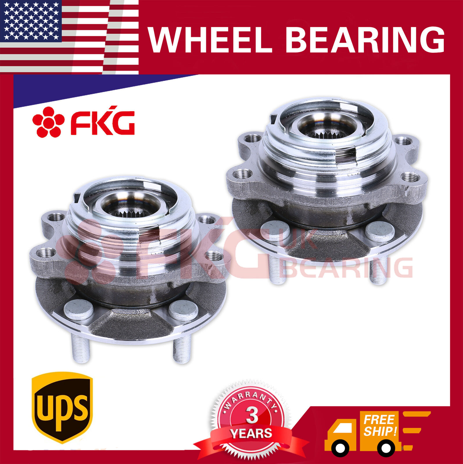(2) 513296 Front Wheel Bearing & Hub Assembly fits Nissan Quest Maxima Murano