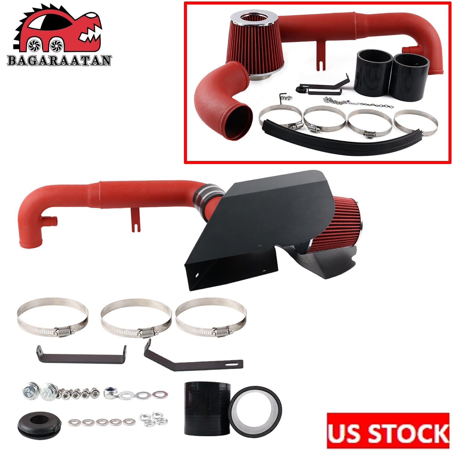 Red Cold Air Intake System Kit For Audi A3 VW Golf MK5 GTI 2.0 TFSI 11-12 EA113