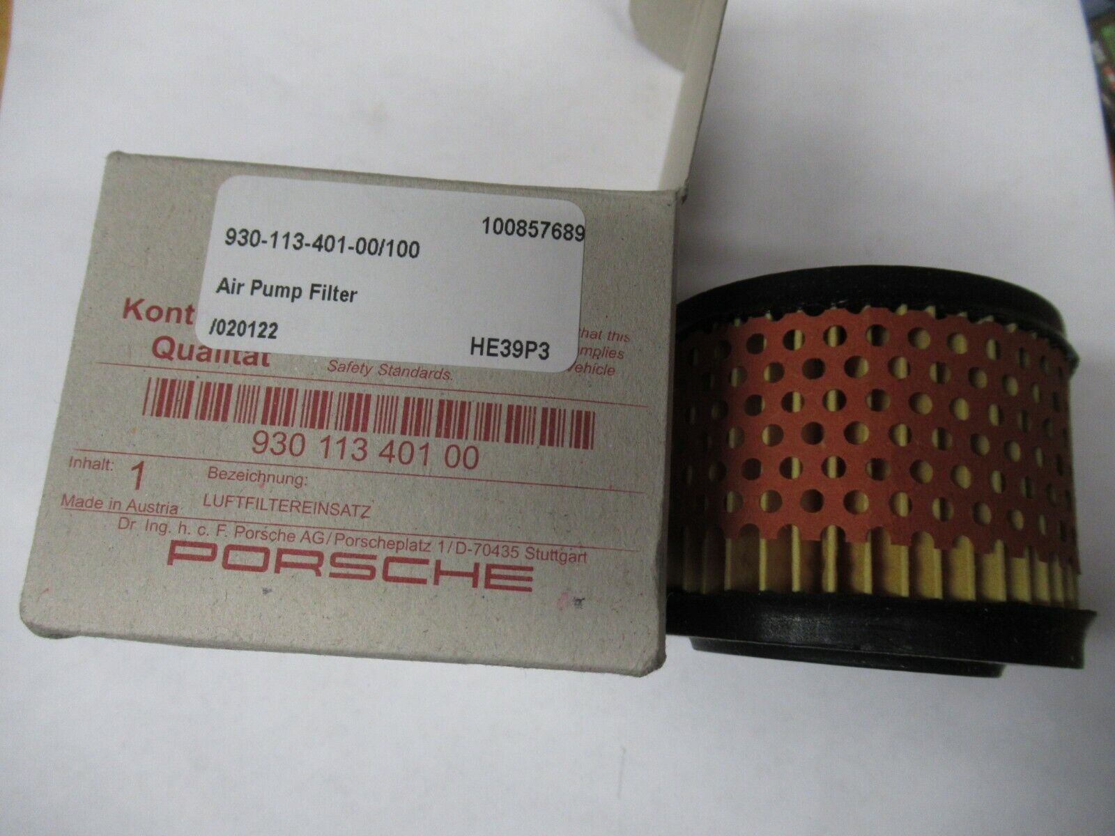 Porsche 911 / 930 Secondary Air Injection Pump Filter   GENUINE   NEW 