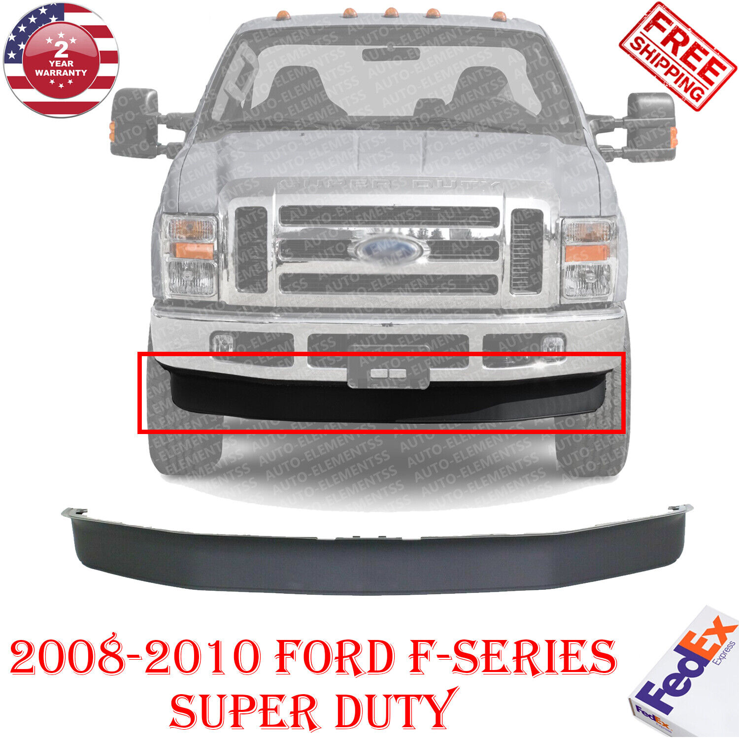 Lower Valance Spoiler Textured For 2008-2010 Ford F-250 F-350 Super Duty 4WD