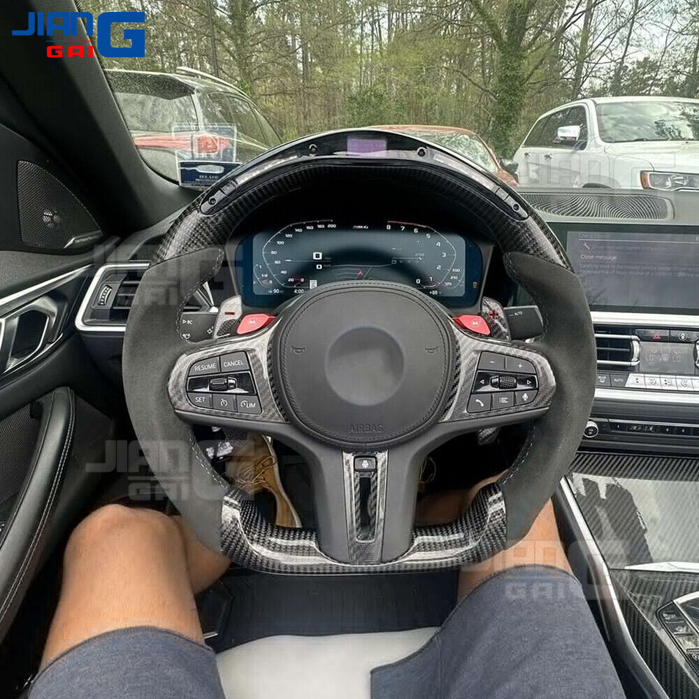 LED Carbon Fiber Steering Wheel Fit BMW F40 F44 G20 G28 G80 G38 G30 with CF Trim