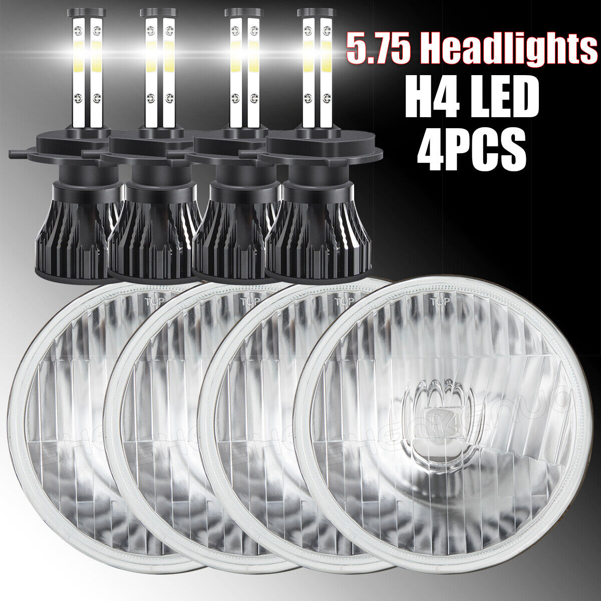 4PCS 5.75 5 3/4 white LED Headlights for Kenworth W-900A W900A Peterbilt 359