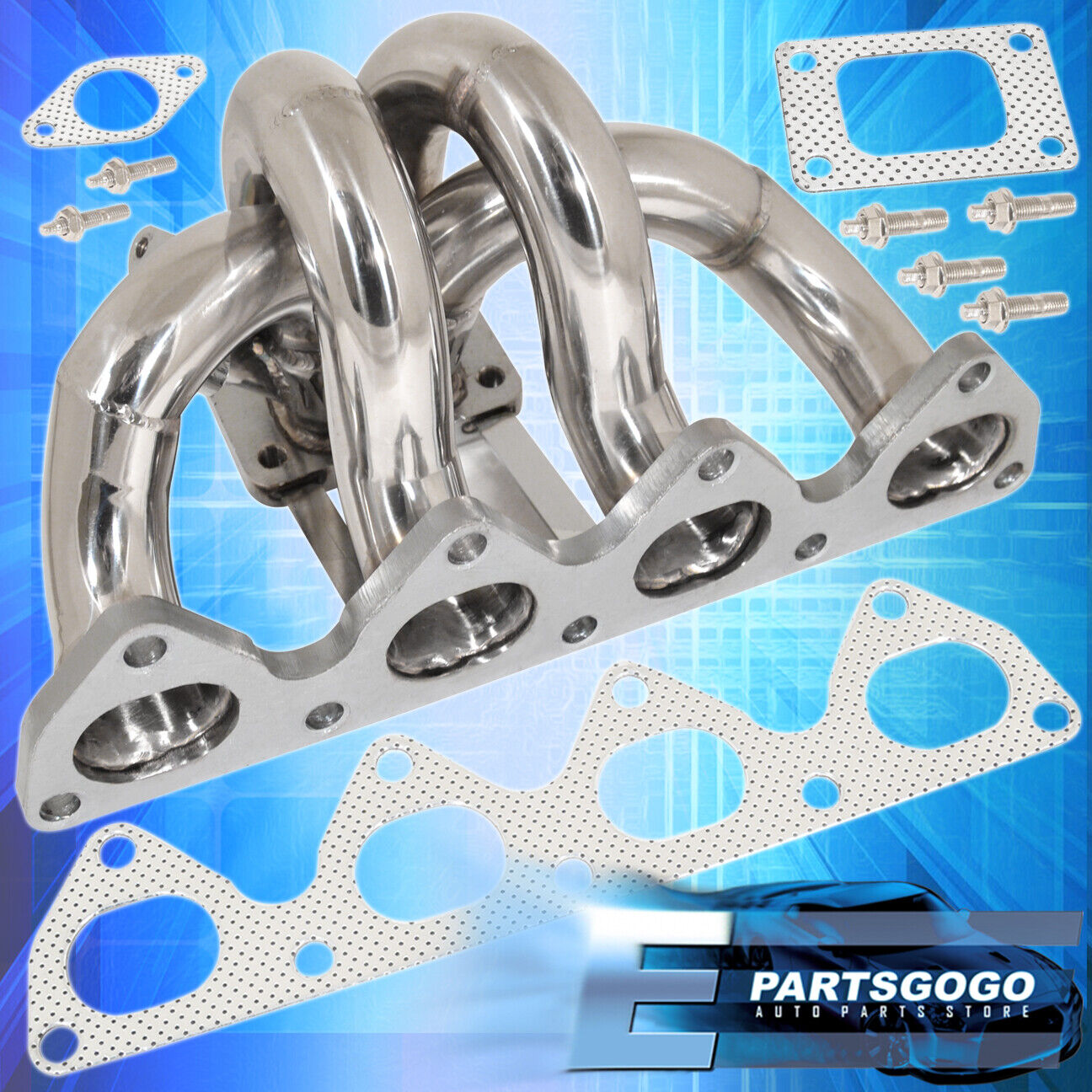 For 92-01 Honda Prelude H22A BB6 JDM Stainless Steel T3/T4 Turbo Manifold Header