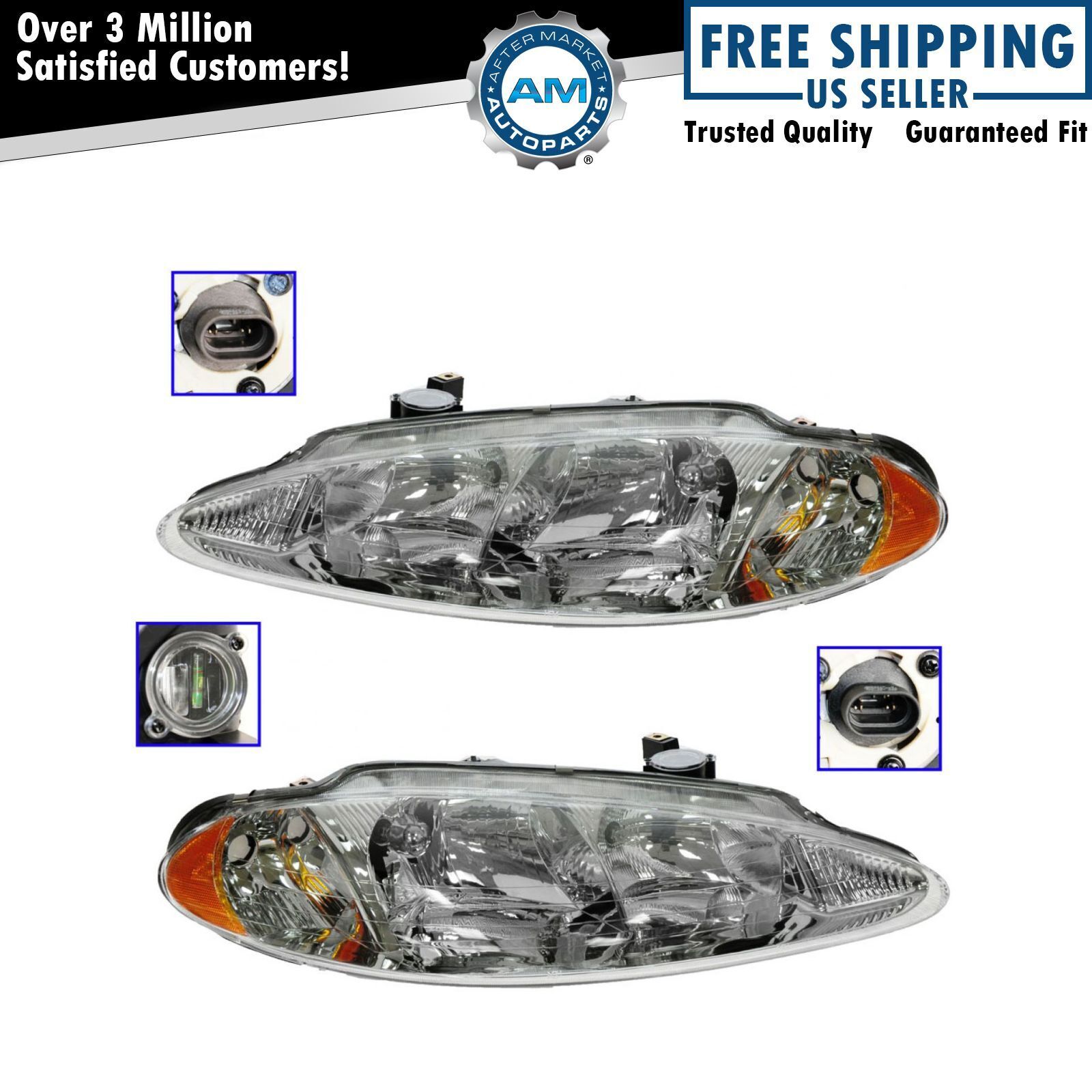 Headlight Set Left & Right For 1998-2004 Dodge Intrepid CH2502113 CH2503113
