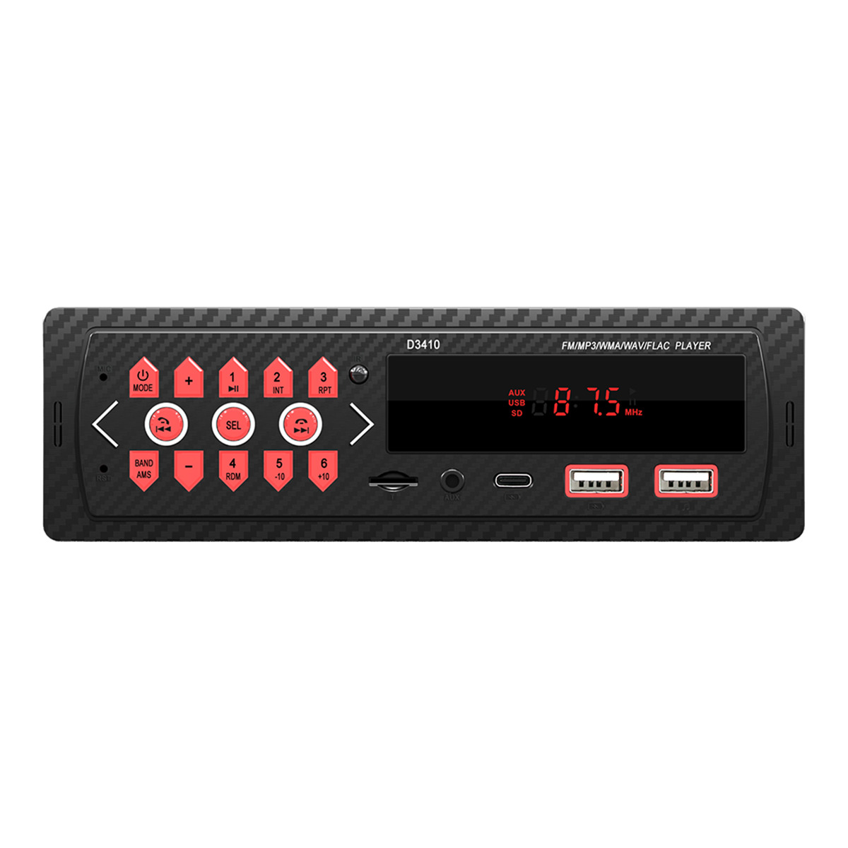 Bluetooth 1DIN Car Stereo Audio In-Dash FM AUX Input Dual USB MP3 Radio Player