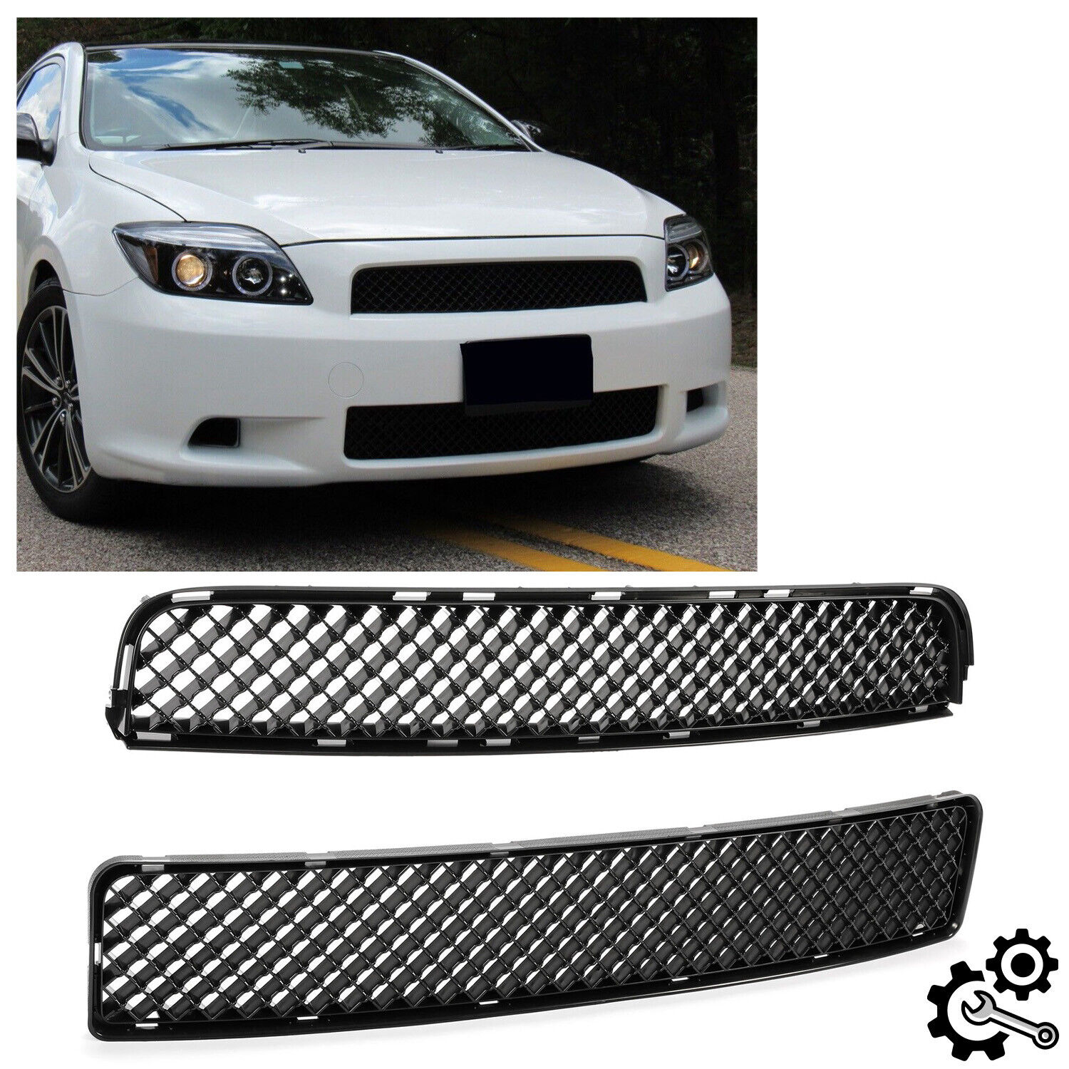 Black Front Air Inlet Mesh Grille ABS For Scion tC 2005-2010 2006 2007 2008 2009