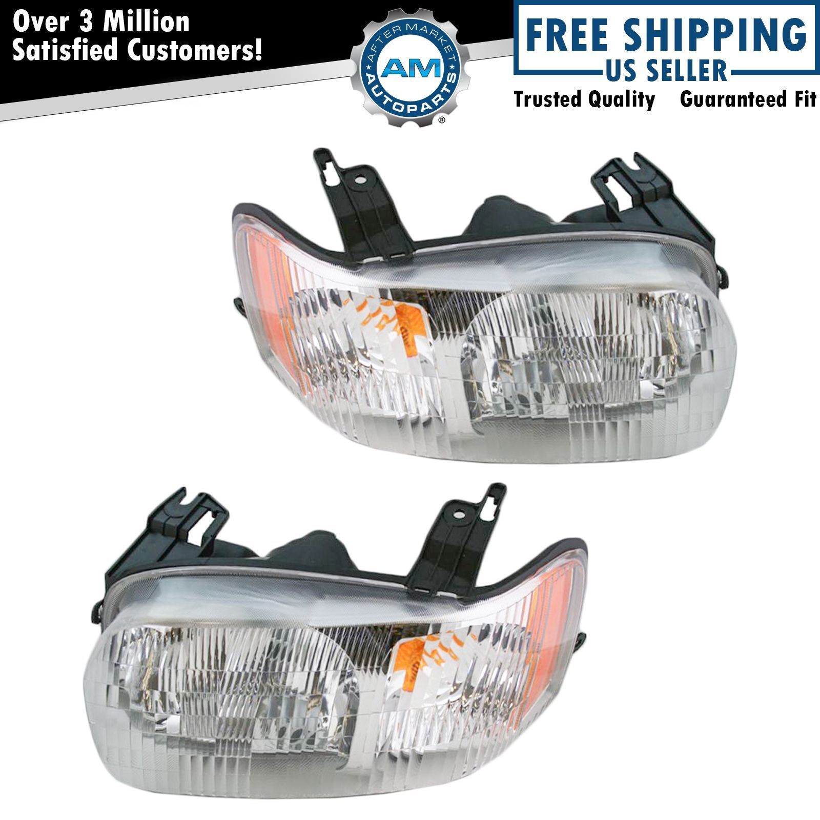 Headlights Headlamps Left & Right Pair Set NEW for 01-04 Ford Escape