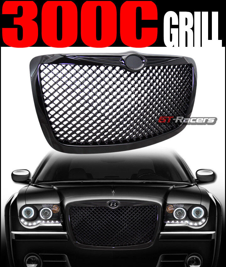 For 2004/2005-2010 Chrysler 300 300C Black Mesh Front Hood Bumper Grill Grille