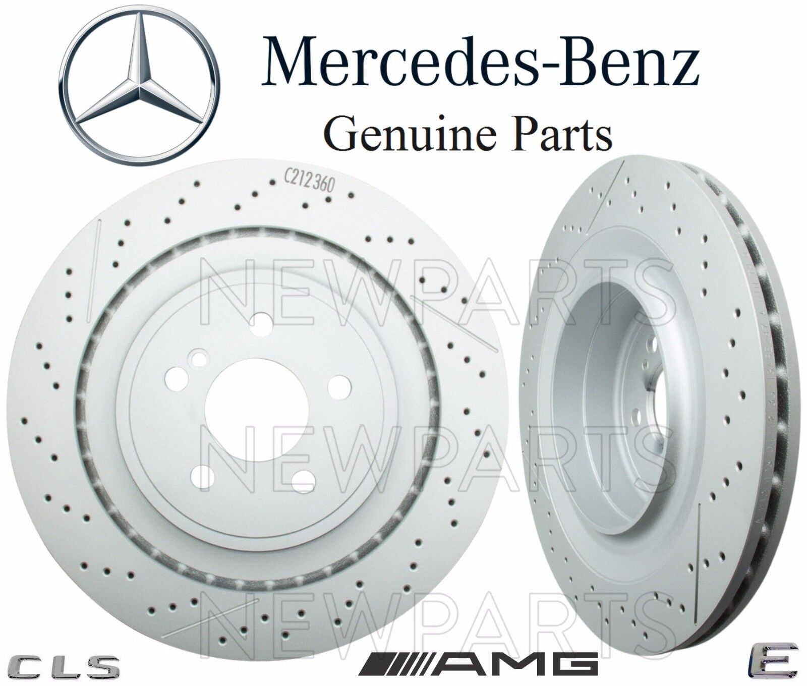 For MB W218 W212 Pair Set of 2 Rear Disc Brake Rotors Vented Slotted Drilled