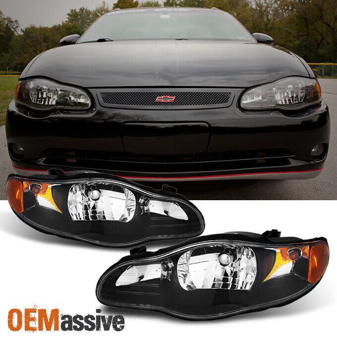 Fit 00-05 Monte Carlo Black Headlight Front Lamps Replacement Left + Right