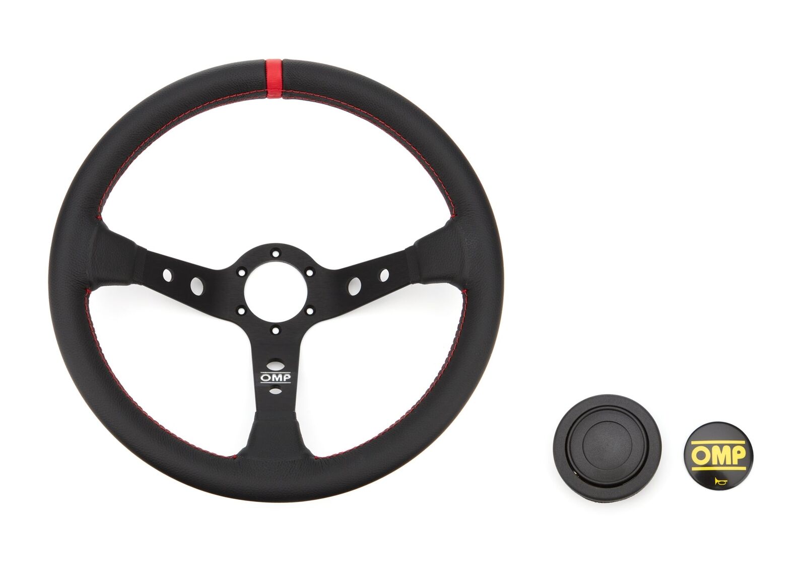 Corsica Steering Wheel Black and Red Leather