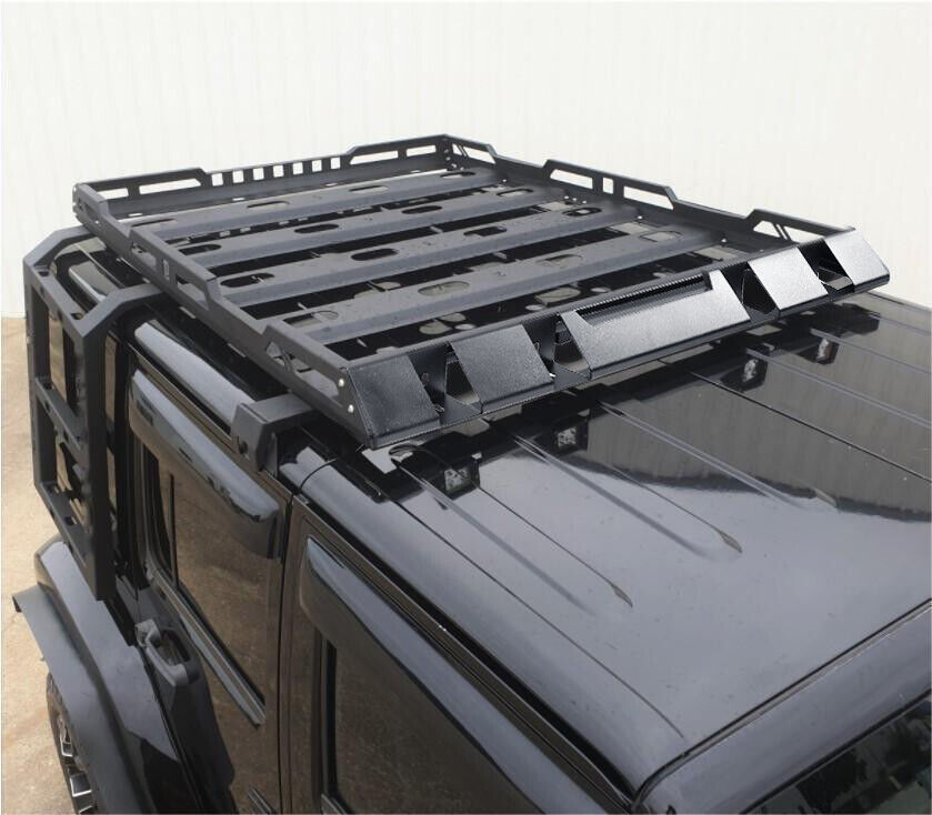 Fit 2007-2018 Jeep Wrangler JK Top Roof Rack Luggage Carrier With Two Ladders