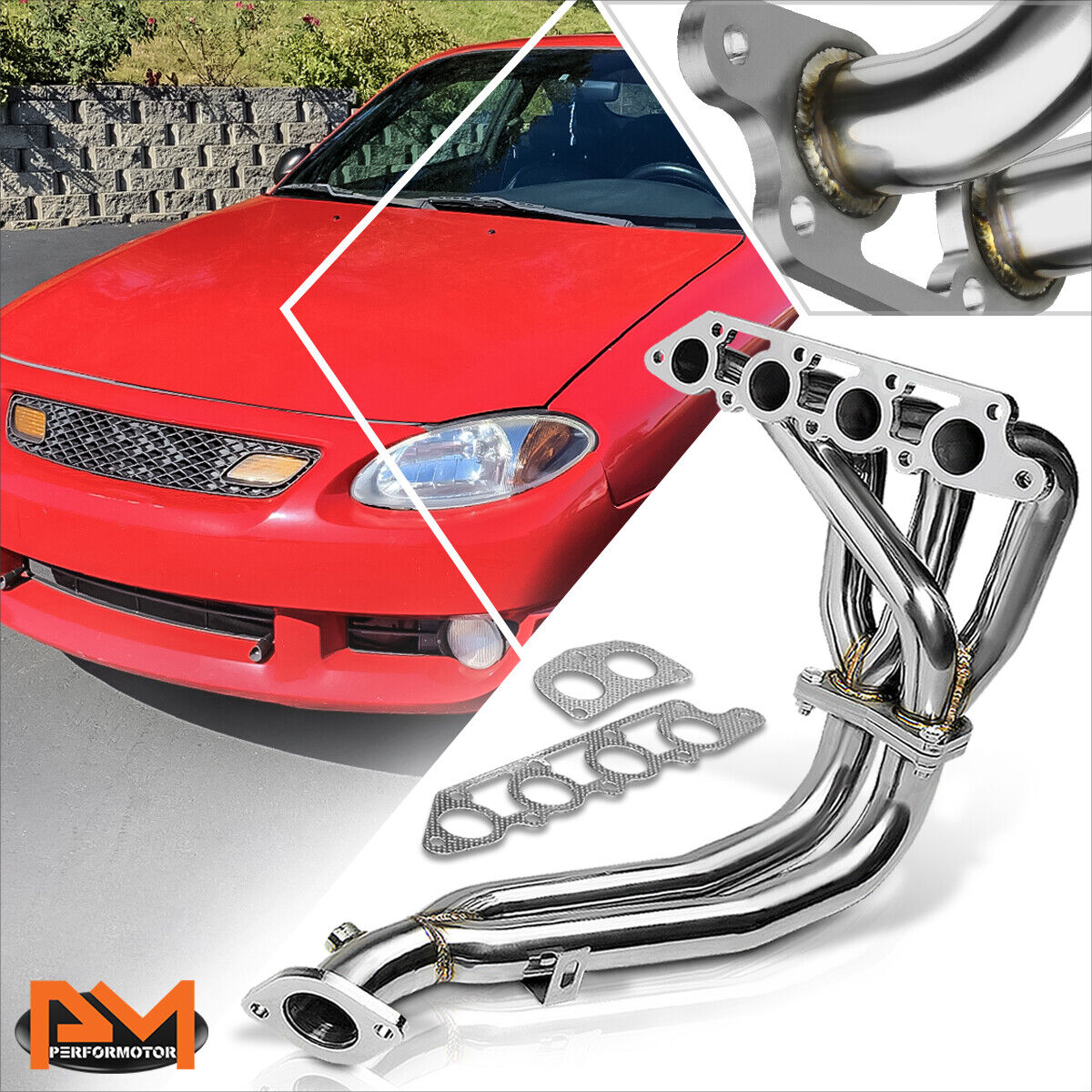 For 98-03 Ford Escort Zetec 2.0L L4 Stainless Steel 4-2-1 Racing Exhaust Header